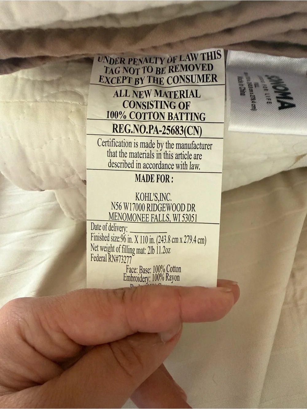 Sonoma Cream Embroidered Bedspread with Pink & Brown Floral Accents full size